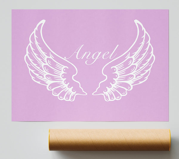 Nursery Quote Angel Wings Pink Print