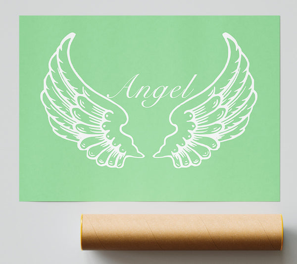 Girls Room Quote Angel Wings Green Giclee Print
