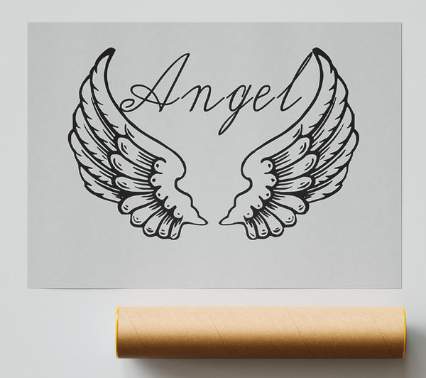 Angel Wings 4 Grey Giclee Print