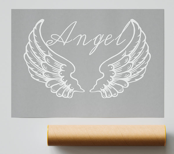 Angel Wings 4 Grey White Print