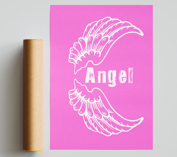 Angel Wings 3 Vivid Pink Print