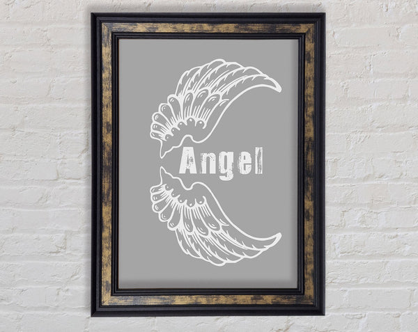 Angel Wings 3 Grey White Framed Print