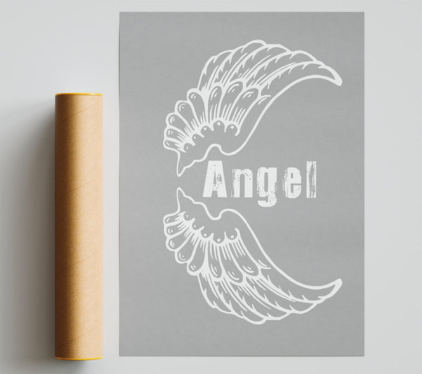 Angel Wings 3 Grey White Print