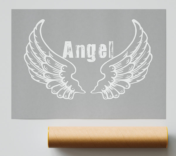 Angel Wings 2 Grey White Giclee Print