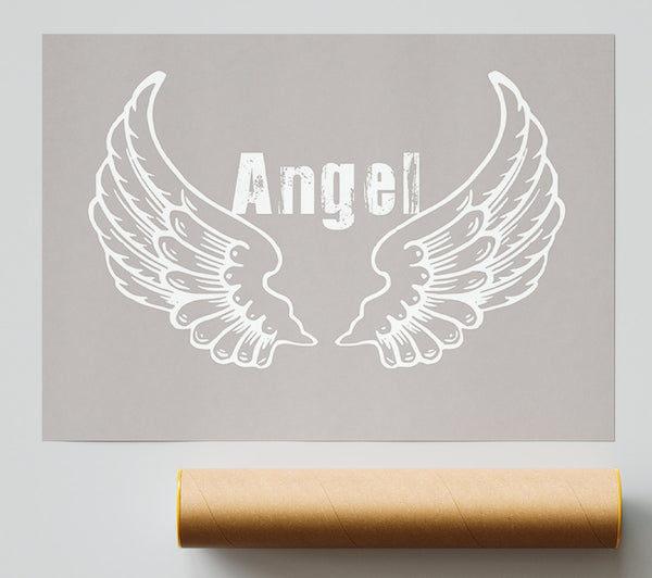 Girls Room Quote Angel Wings 2 Beige Poster