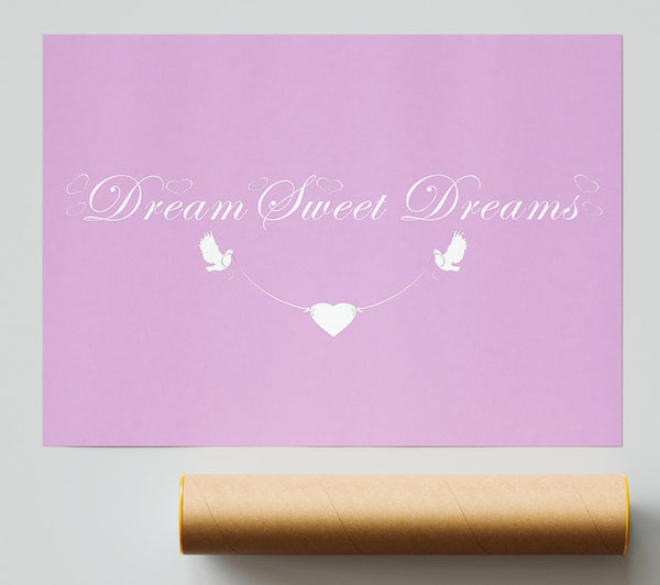 Nursery Quote Dream Sweet Dreams Pink Print