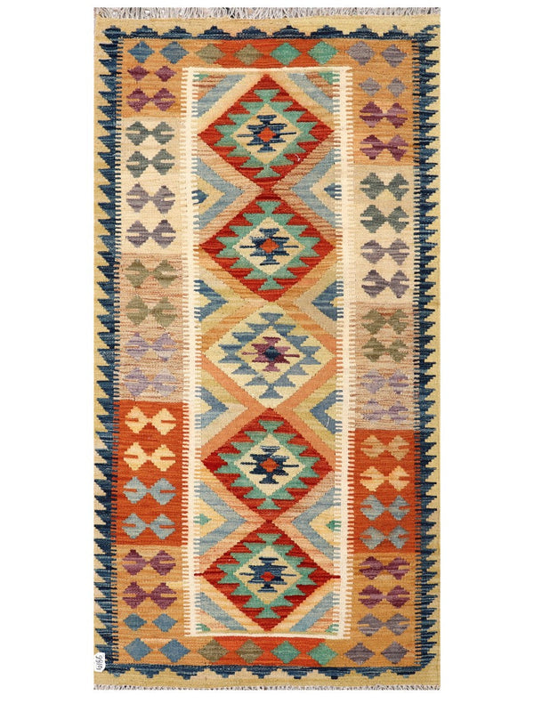 Maimana Afghanistan Kilim Rug - 187 x 95 cm