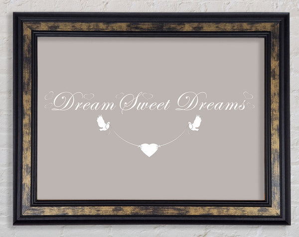 Dream Sweet Dreams Beige Framed Print