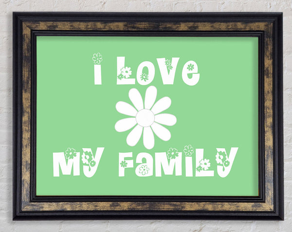 Love Quote I Love My Family Green Framed Print