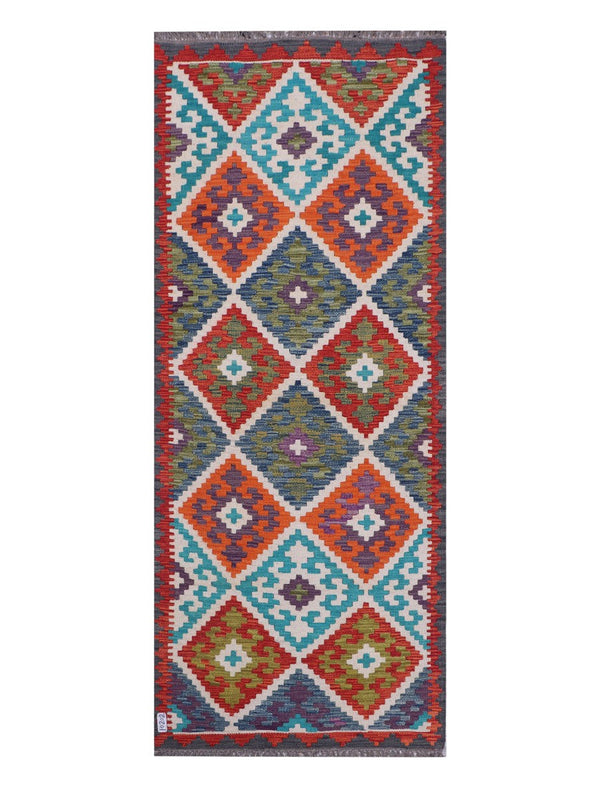 Maimana Afghanistan Kilim Rug - 206 x83 cm
