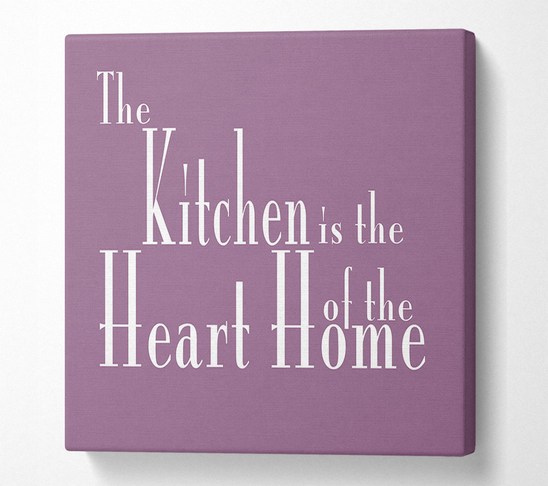  A Canvas Print of Kitchen Quote The Kitchen Is The Heart Of The Home 2 Dusty Pink Canvas Wall Art