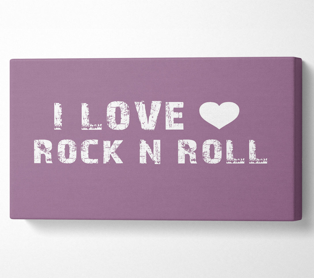  A Canvas Print of Music Quote I Love Rock N Roll Dusty Pink Canvas Wall Art