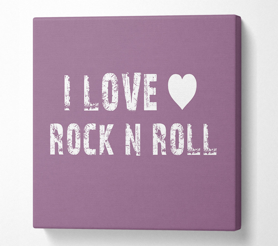  A Canvas Print of Music Quote I Love Rock N Roll Dusty Pink Canvas Wall Art