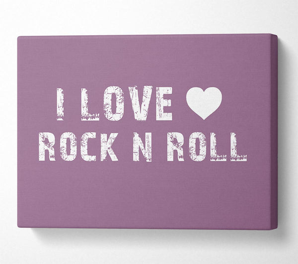  A Canvas Print of Music Quote I Love Rock N Roll Dusty Pink Canvas Wall Art