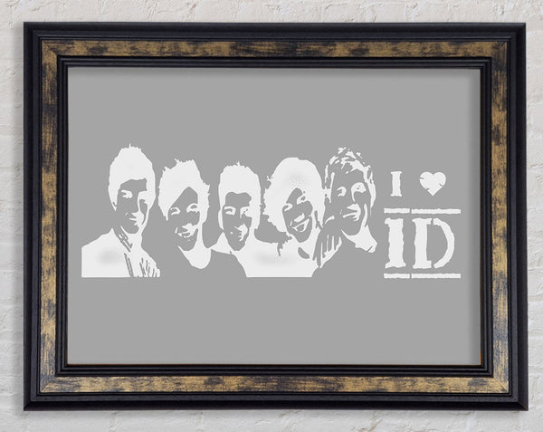 Music Quote I Love 1 Direction Grey White Framed Print