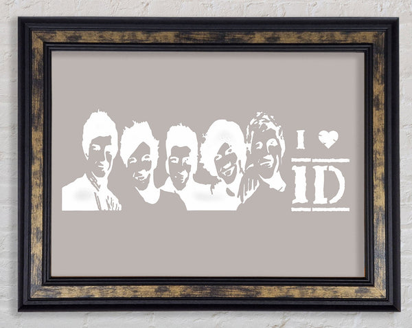 Music Quote I Love 1 Direction Beige Framed Print
