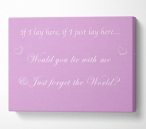  A Canvas Print of Music Quote If I Lay Here If I Just Snow Patrol Pink Canvas Art