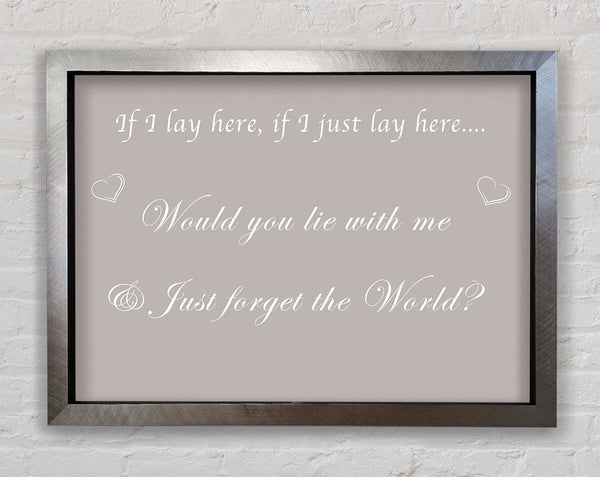 If I Lay Here If I Just Snow Patrol Beige Framed Print