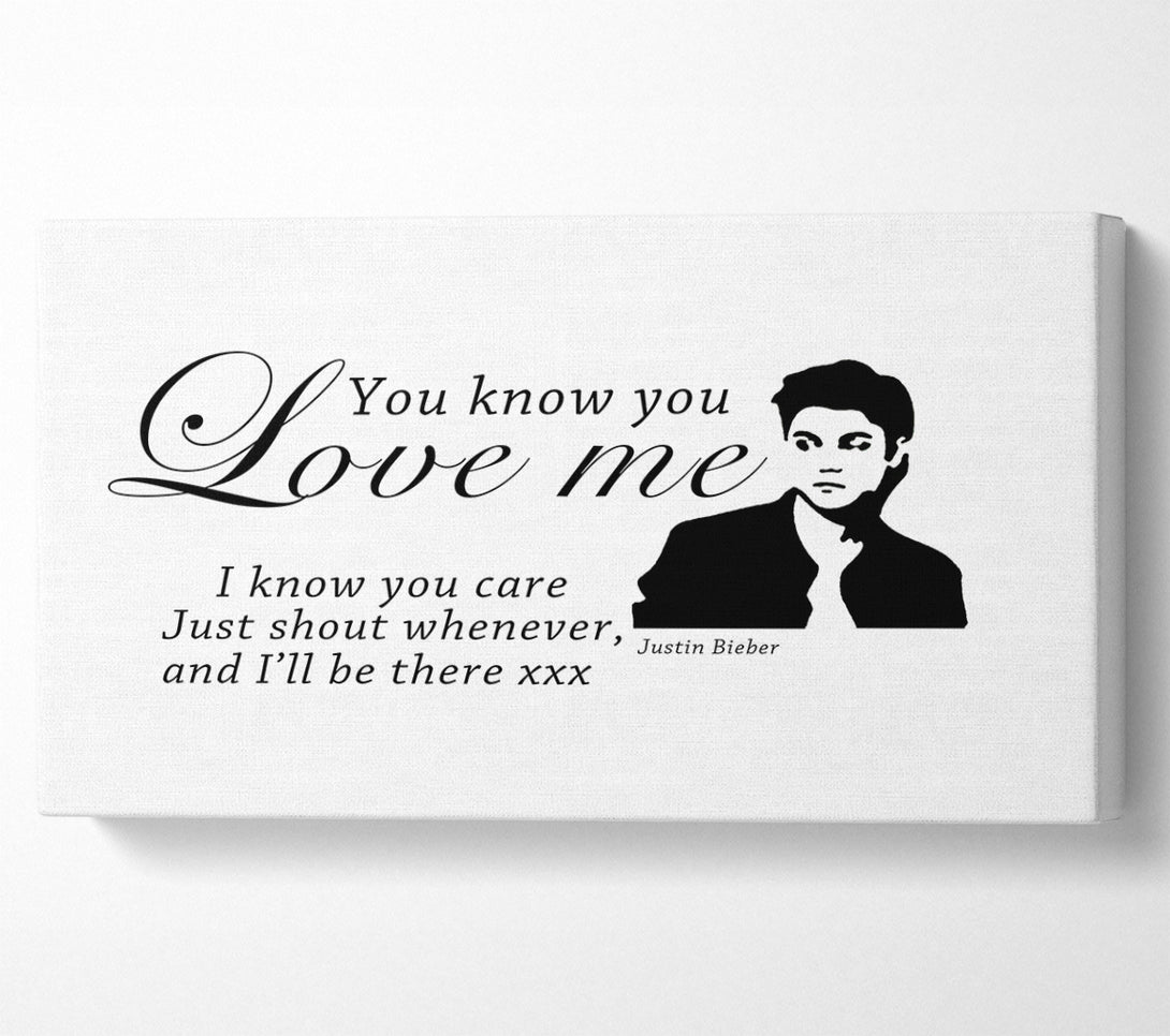  A Canvas Print of Music Quote You Know You Love Me Justin Bieber White Canvas Art