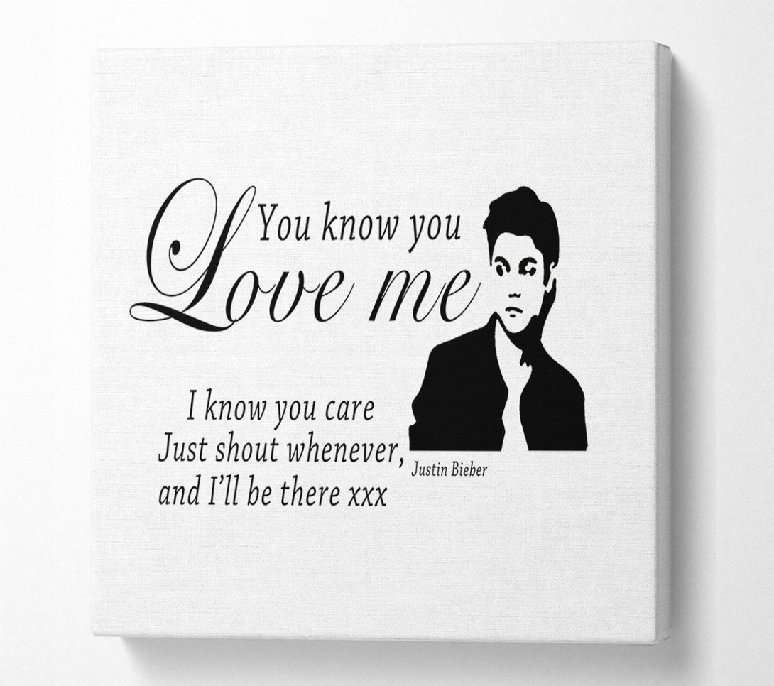 A Canvas Print of Music Quote You Know You Love Me Justin Bieber White Canvas Art