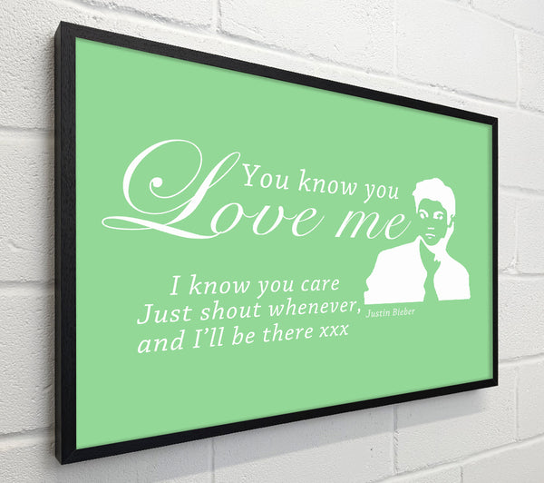 Music Quote You Know You Love Me Justin Bieber Green