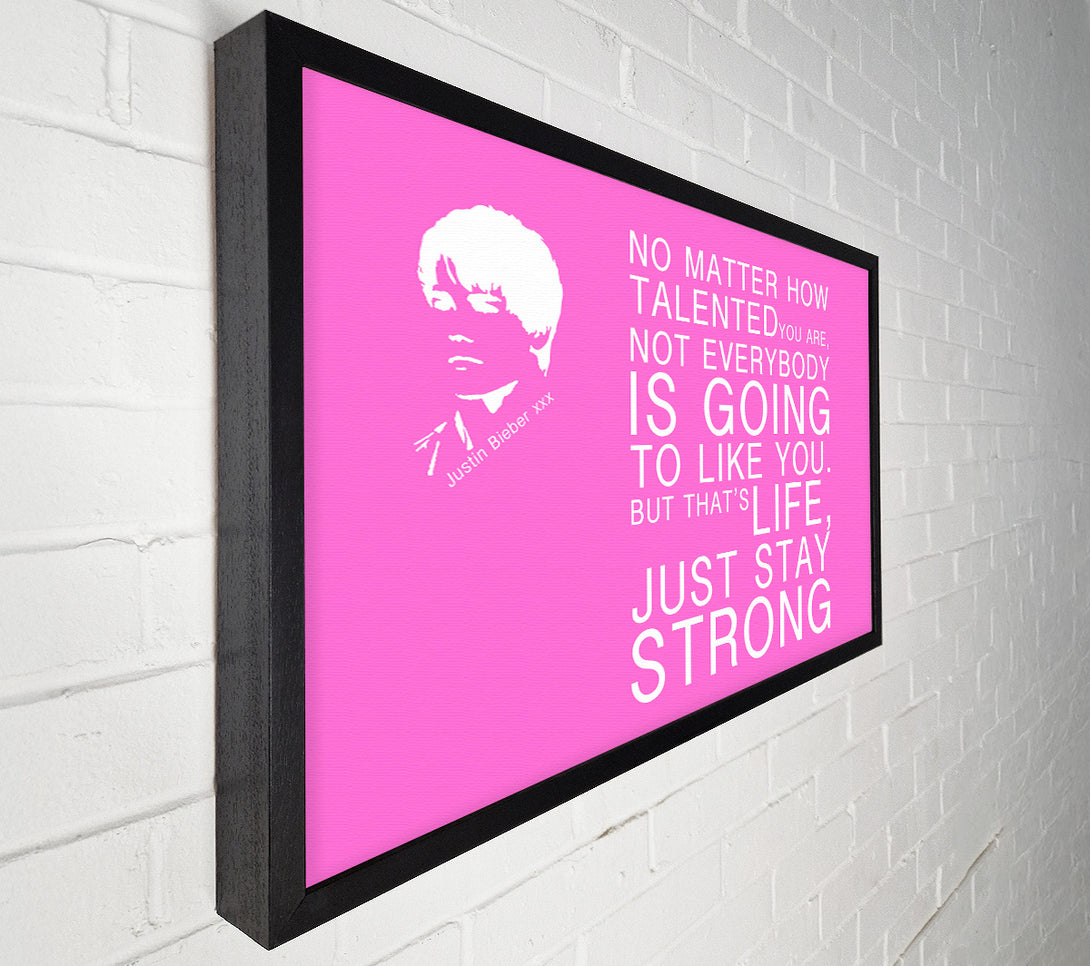  A Canvas Print of Music Quote No Matter How Talented Justin Bieber Vivid Pink Canvas Wall Art
