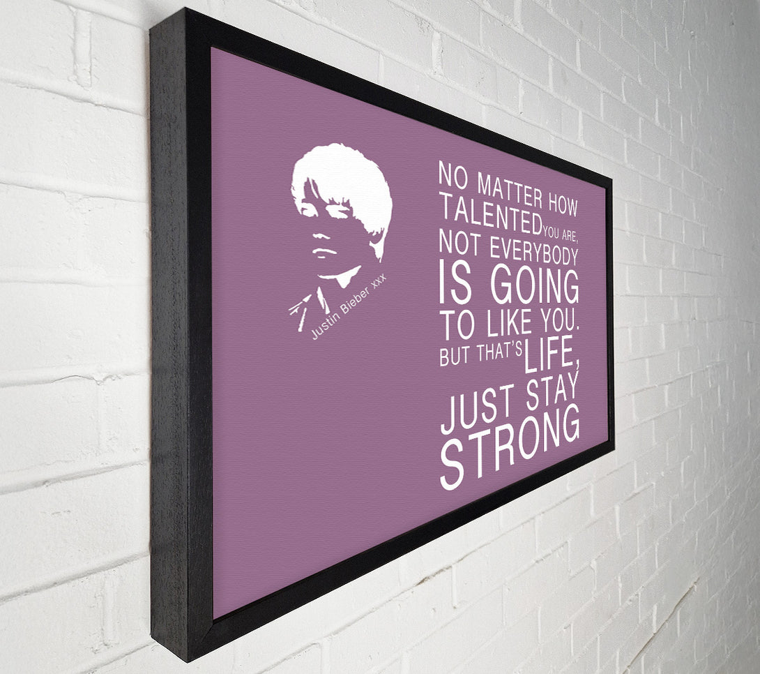  A Canvas Print of Music Quote No Matter How Talented Justin Bieber Dusty Pink Canvas Wall Art