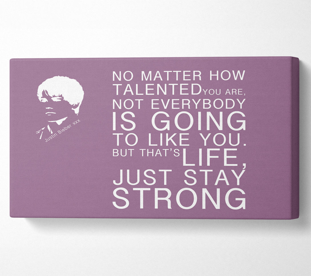  A Canvas Print of Music Quote No Matter How Talented Justin Bieber Dusty Pink Canvas Wall Art