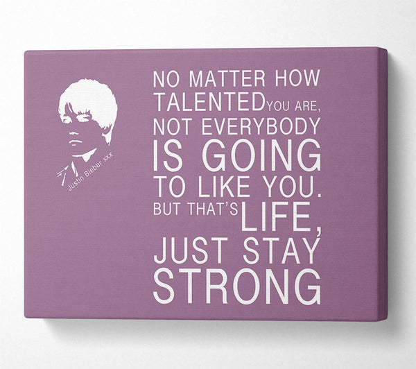  A Canvas Print of Music Quote No Matter How Talented Justin Bieber Dusty Pink Canvas Wall Art