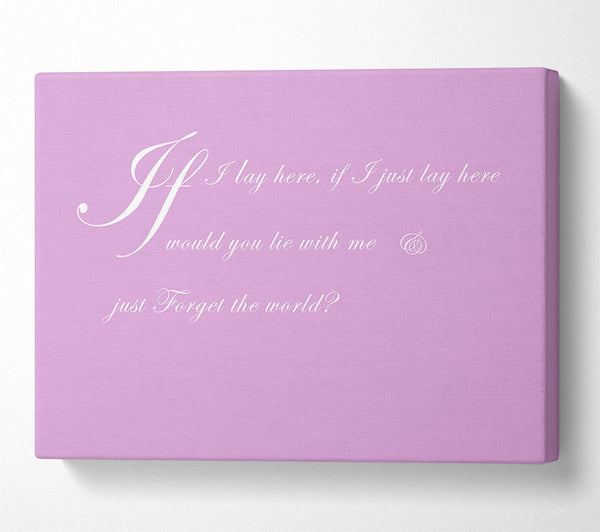  A Canvas Print of Music Quote If I Lay Here If I Just Snow Patrol 2 Pink Canvas Wall Art