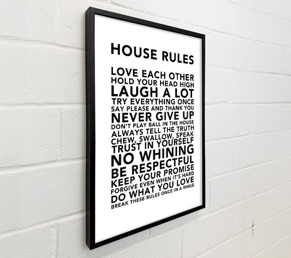 Family Quote House Rules 3 White