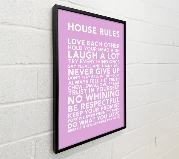 Family Quote House Rules 3 Pink