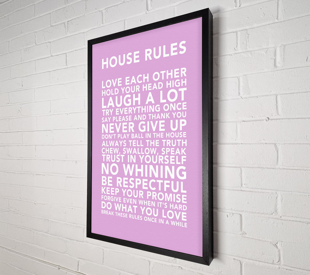  A Canvas Print of Family Quote House Rules 3 Pink Canvas Art