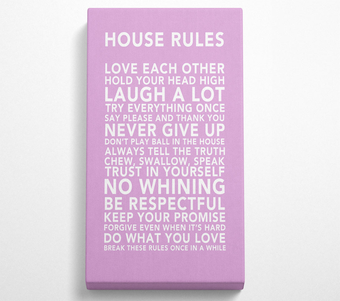  A Canvas Print of Family Quote House Rules 3 Pink Canvas Art