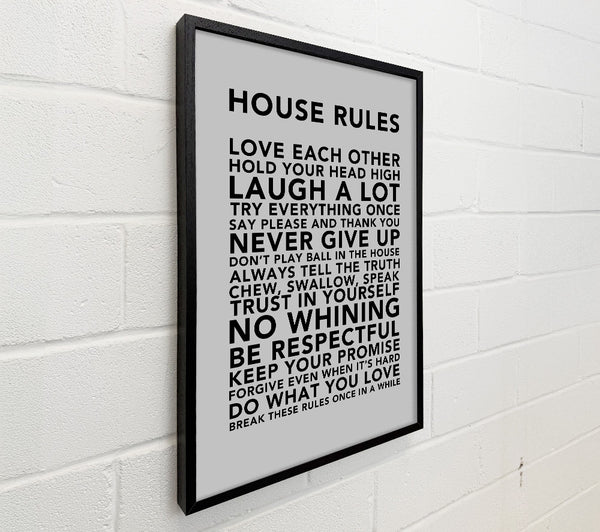 Family Quote House Rules 3 Grey