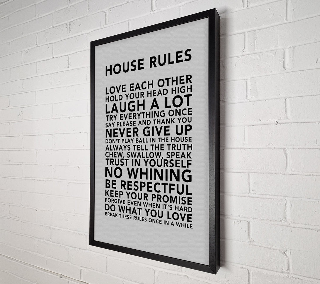  A Canvas Print of Family Quote House Rules 3 Grey Canvas Art