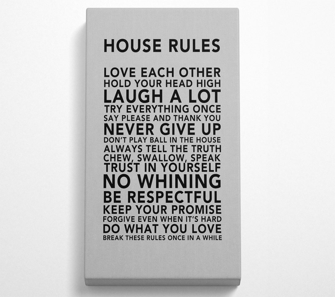  A Canvas Print of Family Quote House Rules 3 Grey Canvas Art