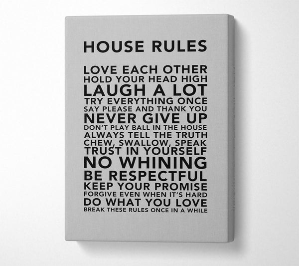  A Canvas Print of Family Quote House Rules 3 Grey Canvas Art
