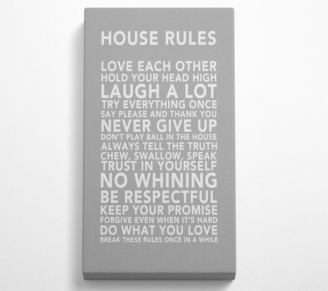 A Canvas Print of Family Quote House Rules 3 Grey White Canvas Art