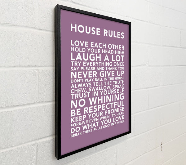 Family Quote House Rules 3 Dusty Pink