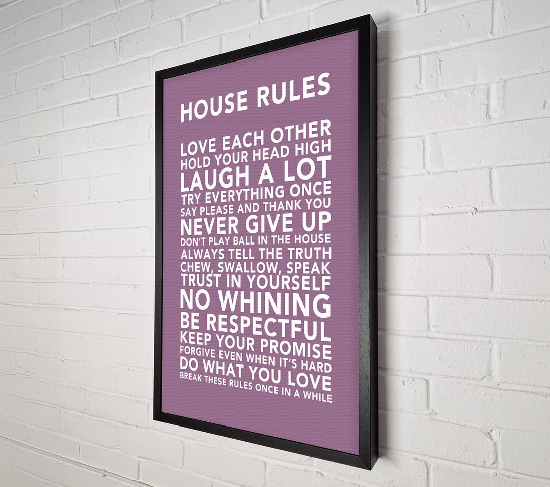  A Canvas Print of Family Quote House Rules 3 Dusty Pink Canvas Wall Art