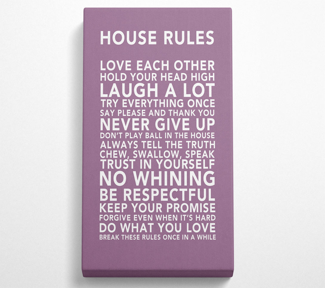  A Canvas Print of Family Quote House Rules 3 Dusty Pink Canvas Wall Art
