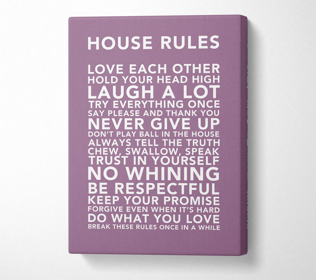 A Canvas Print of Family Quote House Rules 3 Dusty Pink Canvas Wall Art