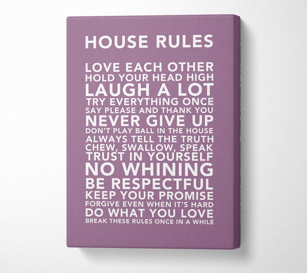  A Canvas Print of Family Quote House Rules 3 Dusty Pink Canvas Wall Art