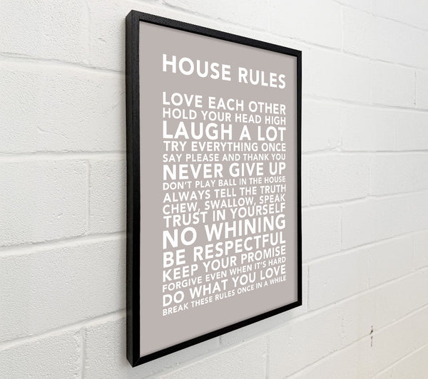 Family Quote House Rules 3 Beige