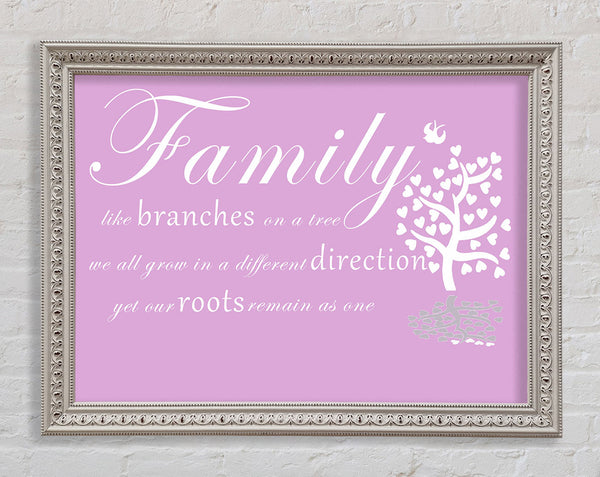 Familienzitat Familie wie Zweige auf einem Baum Pink