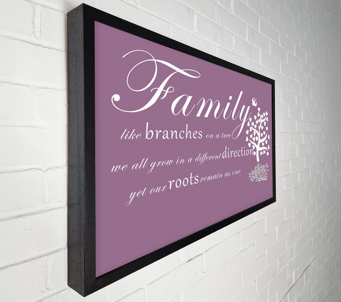  A Canvas Print of Family Quote Family Like Branches On A Tree Dusty Pink Canvas Wall Art