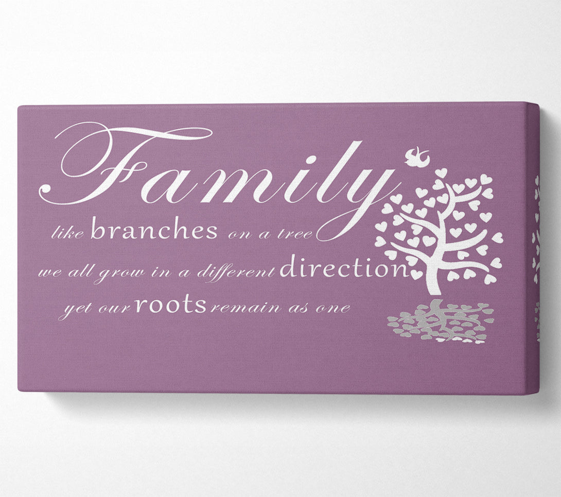  A Canvas Print of Family Quote Family Like Branches On A Tree Dusty Pink Canvas Wall Art