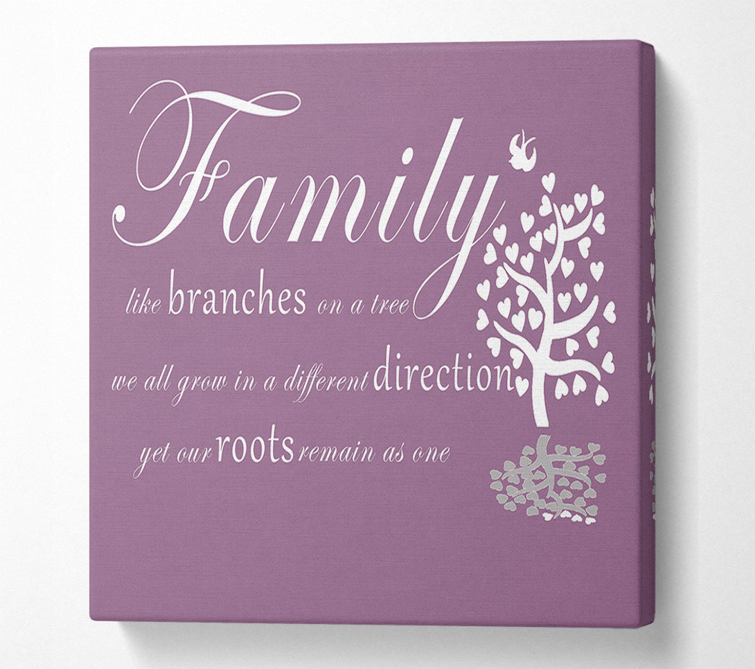  A Canvas Print of Family Quote Family Like Branches On A Tree Dusty Pink Canvas Wall Art