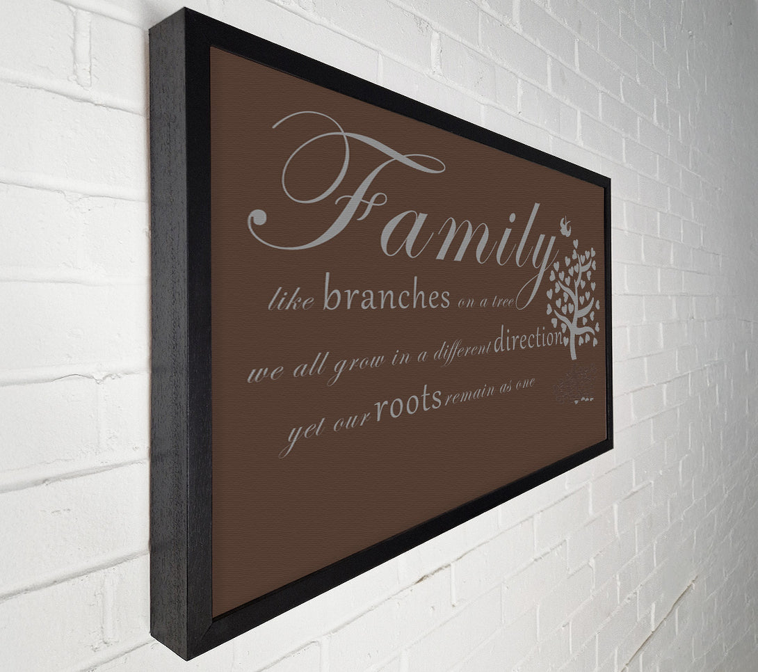  A Canvas Print of Family Quote Family Like Branches On A Tree Chocolate Canvas Art